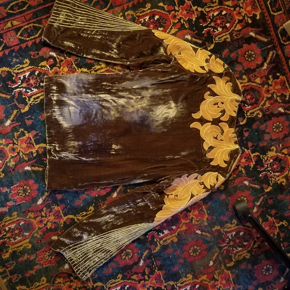 SOLD - Chasing Unicorns Movin On Up Embroidered Silk Velvet Jacket - M - Picture 4 of 11